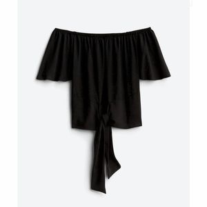 Black blouse with tie front